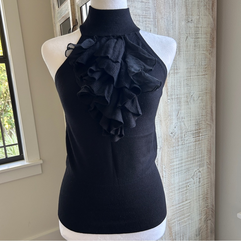 Express Black Ruffled Halter Top